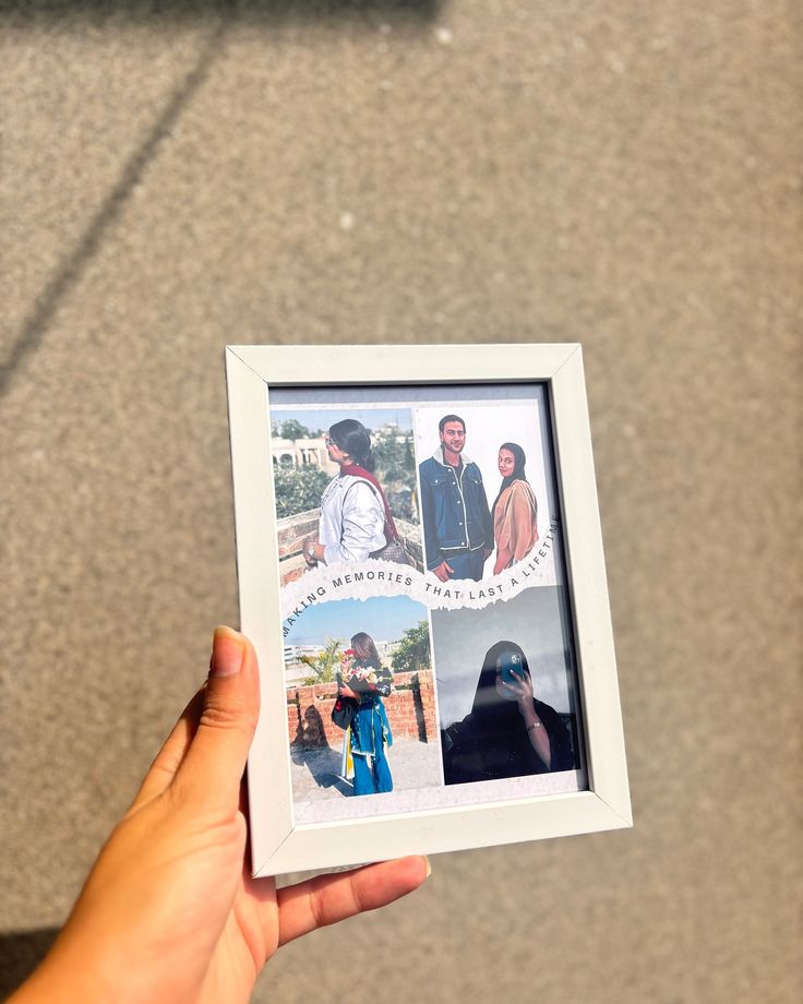 Custom 4-Photo Collage Print with Curved Text – Minimalist(5*7)  Frame