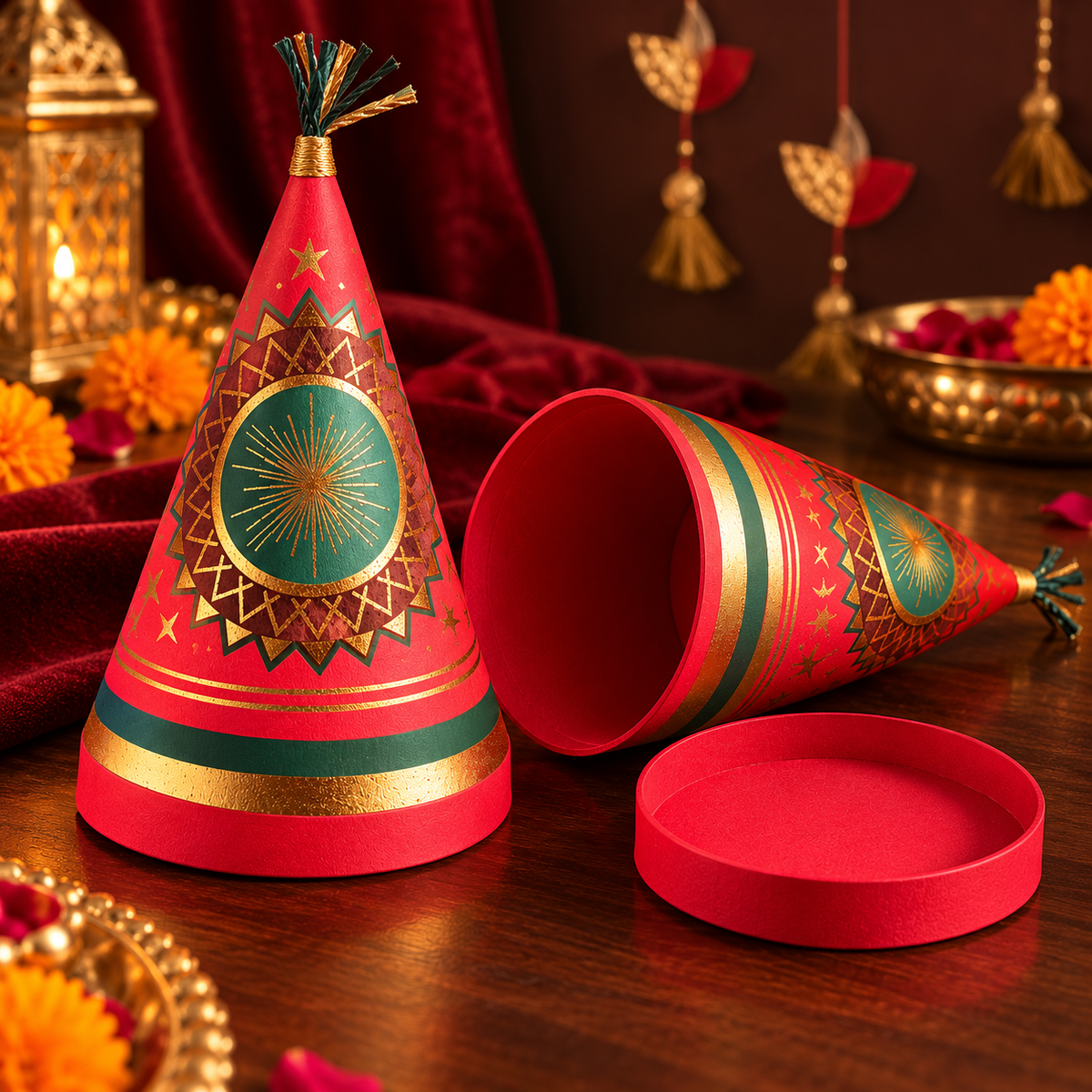 Anar Box – Premium Red & Gold Diwali Gift Packaging