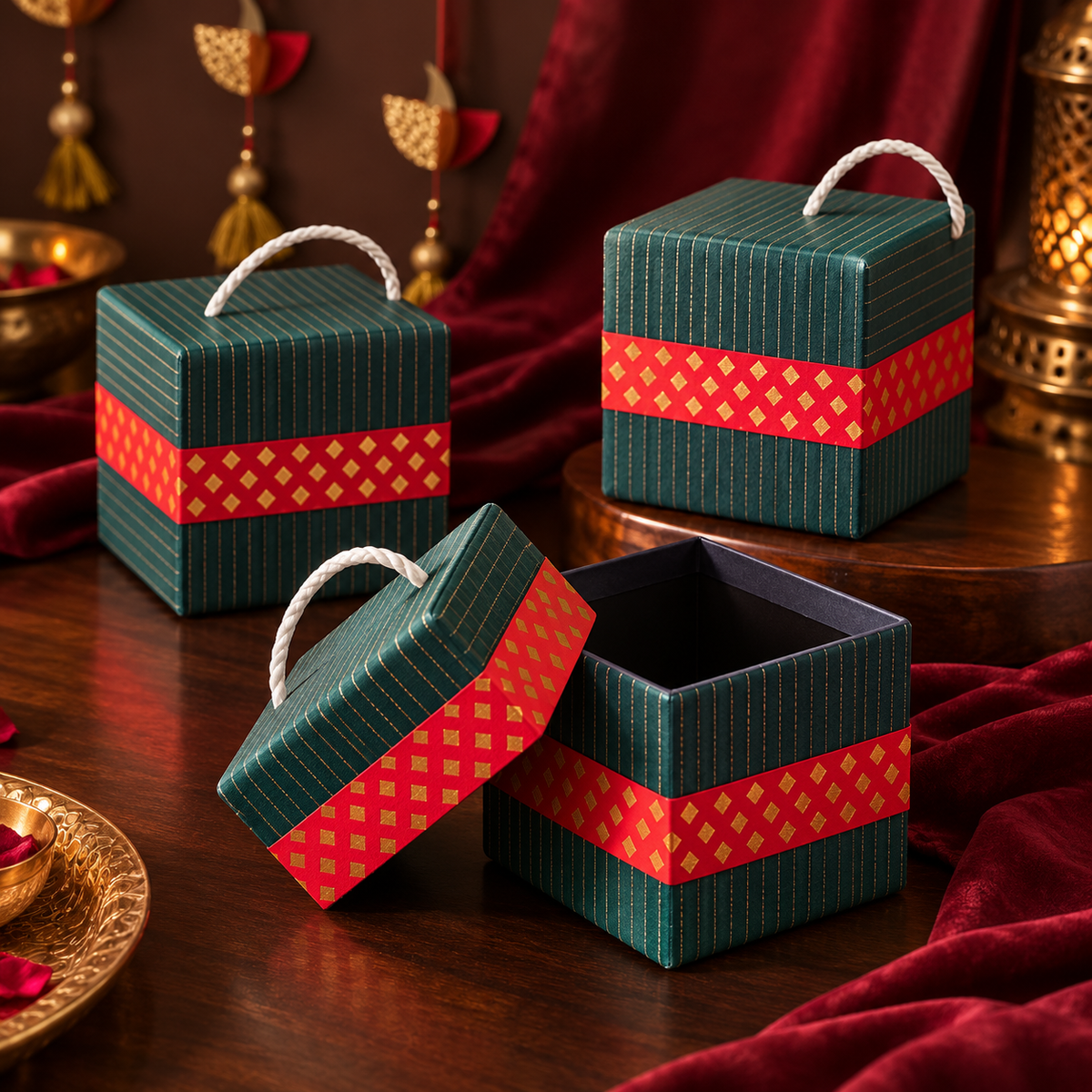 Sutli Bomb Box – Premium Green & Red Diwali Gift Box