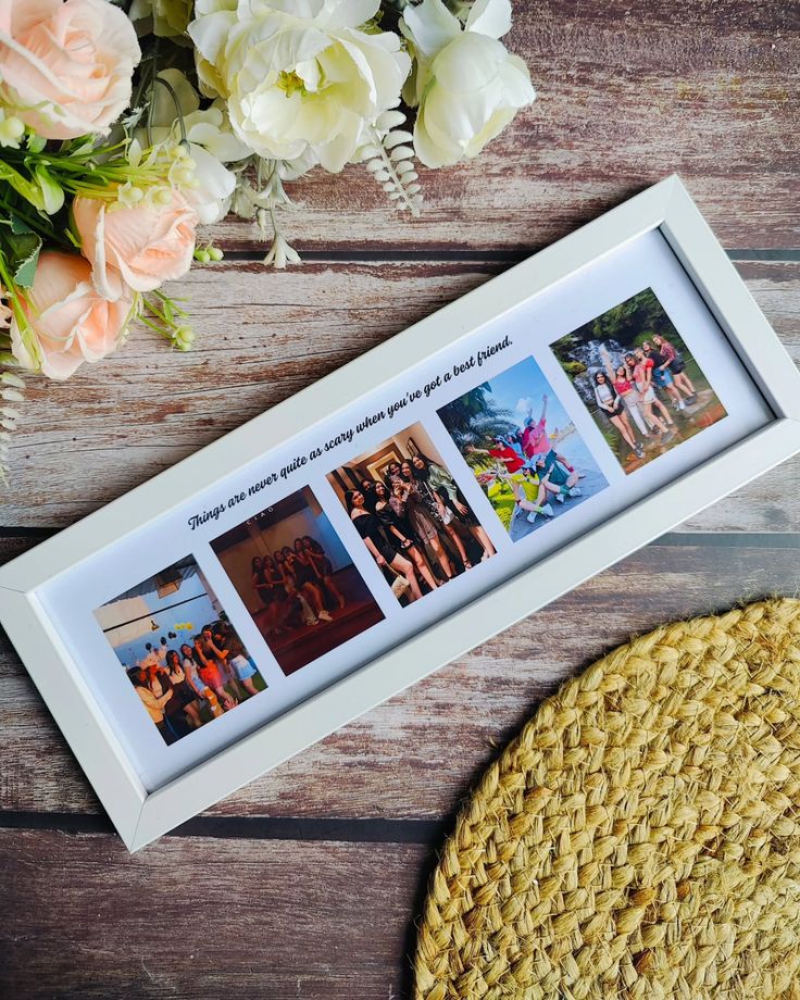 Personalized Multi-Photo Frame(4*10) with Best Friend Quote – Custom 5-Photo  Collage Gift