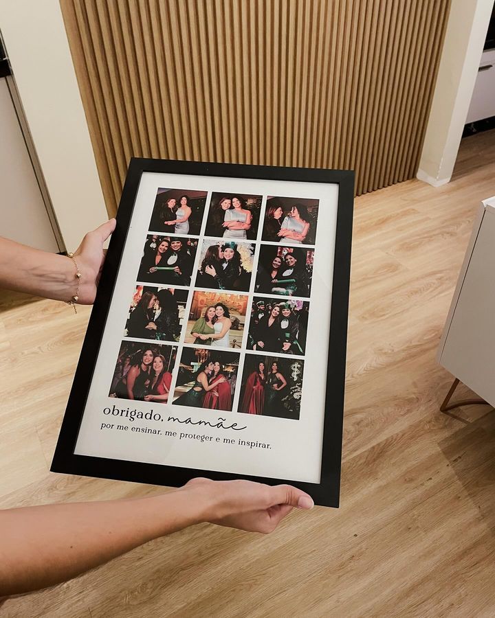 Custom 12-Photo Grid Wall Art Frame(A4) - "Obrigado, Mamãe" Gift