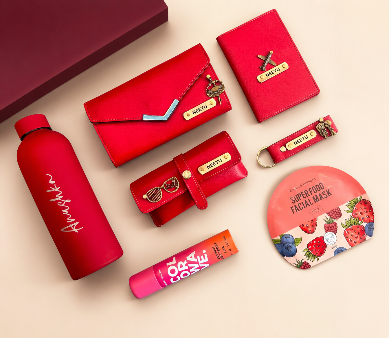 Personalized Rachel Women's Gift Hamper | Wallet, Passport Cover, Flask & Accessories Set