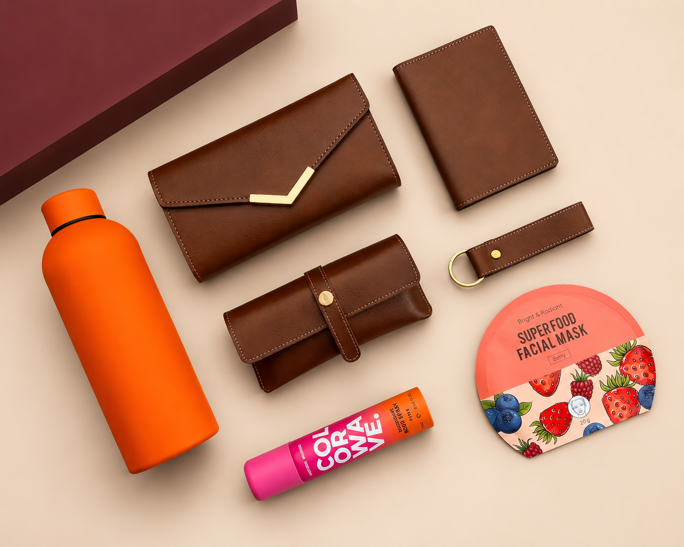Personalized Rachel Women's Gift Hamper | Wallet, Passport Cover, Flask & Accessories Set