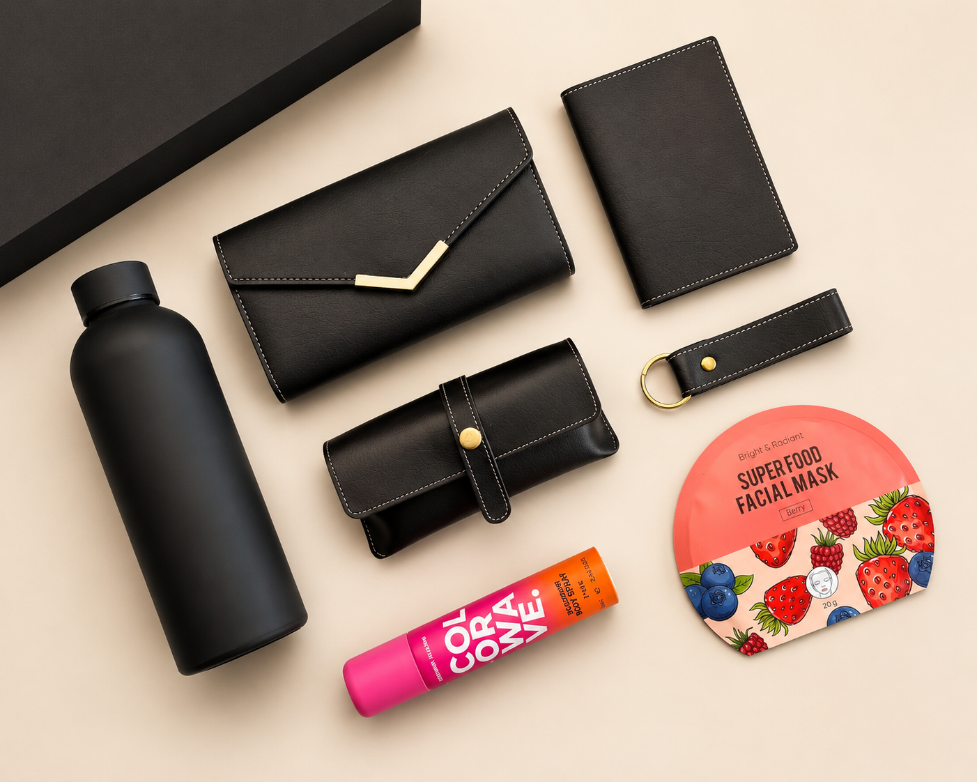 Personalized Rachel Women's Gift Hamper | Wallet, Passport Cover, Flask & Accessories Set