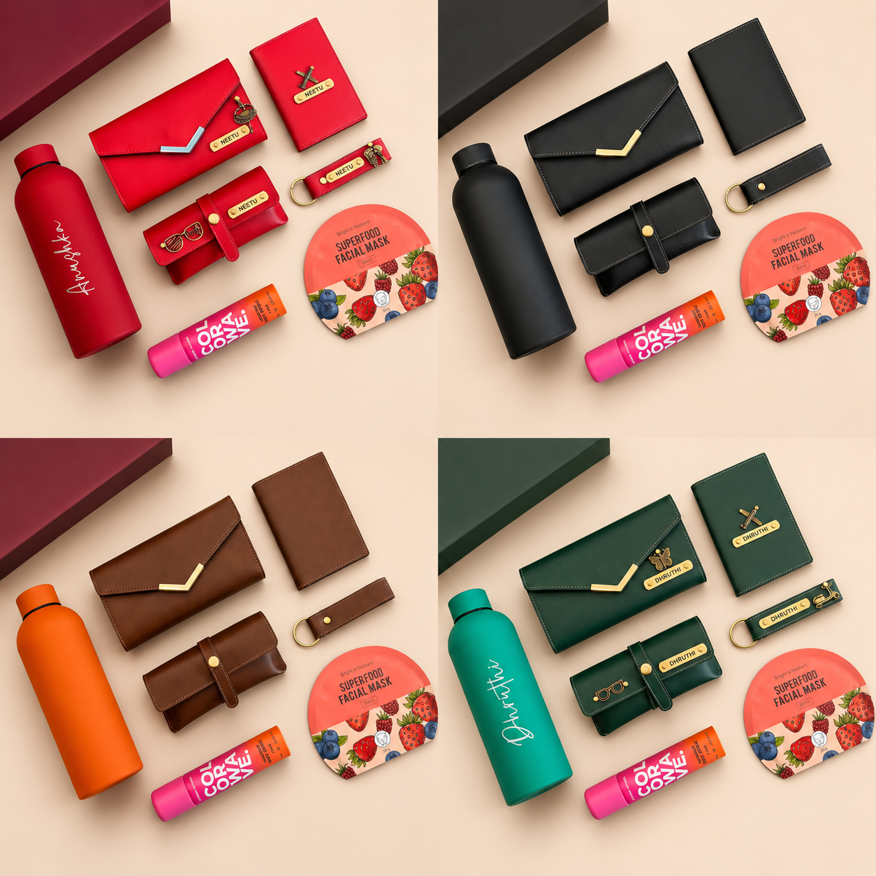 Personalized Rachel Women's Gift Hamper | Wallet, Passport Cover, Flask & Accessories Set