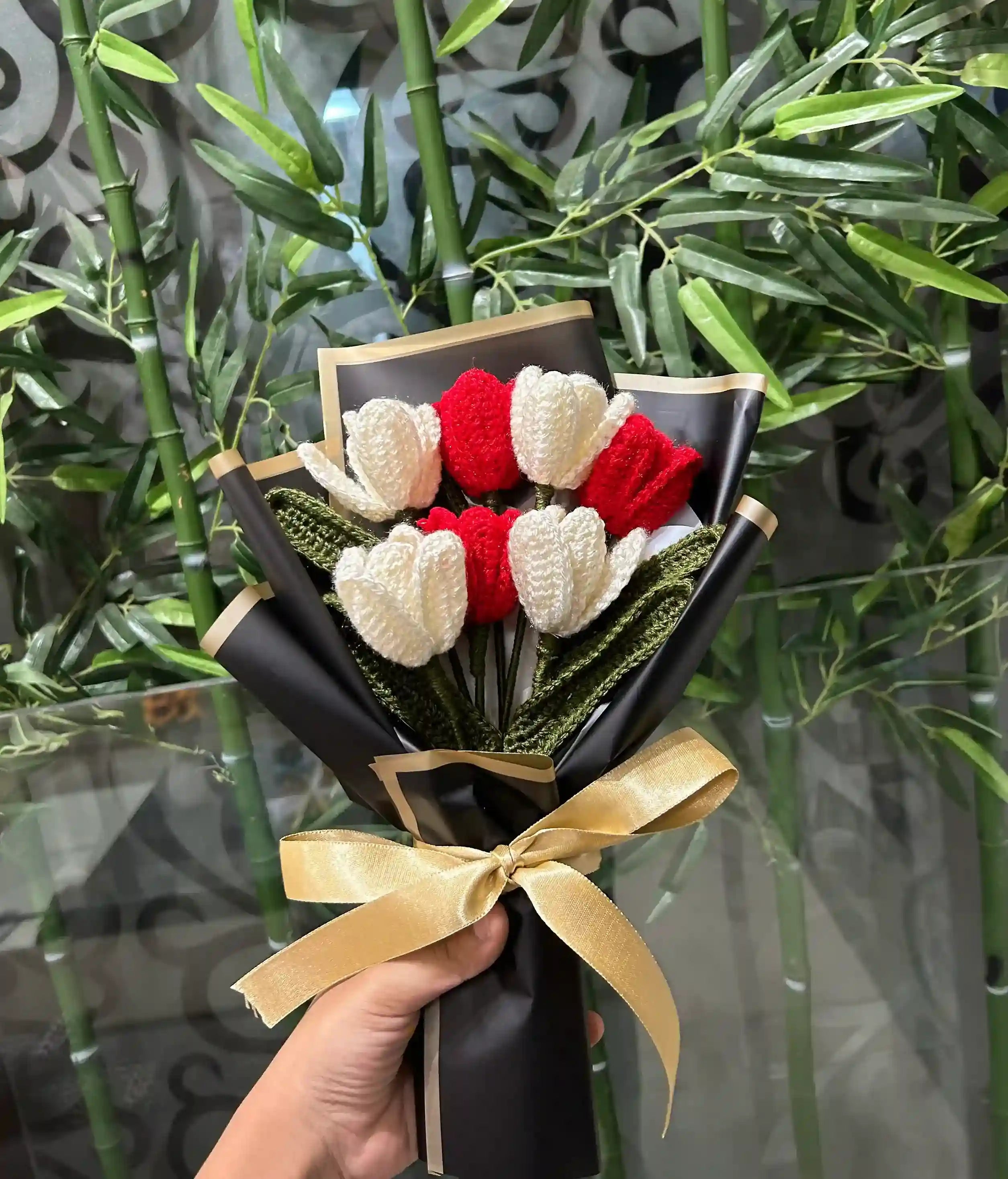 Cream & Red Tulip Bouquet