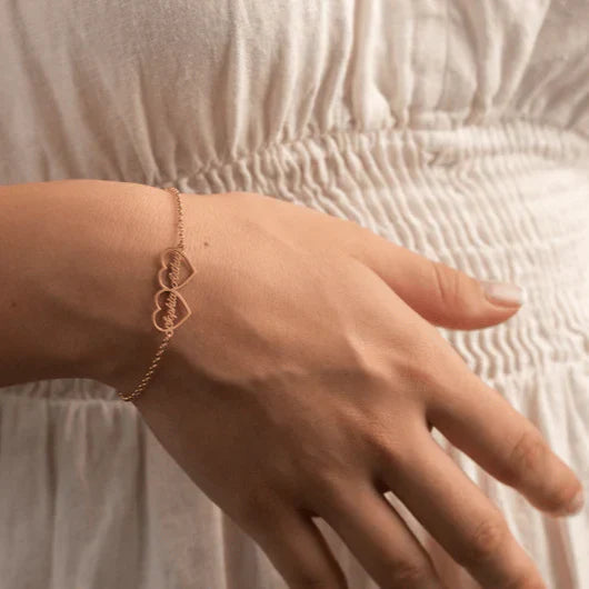 Custom His and Hers Heart Name Bracelet