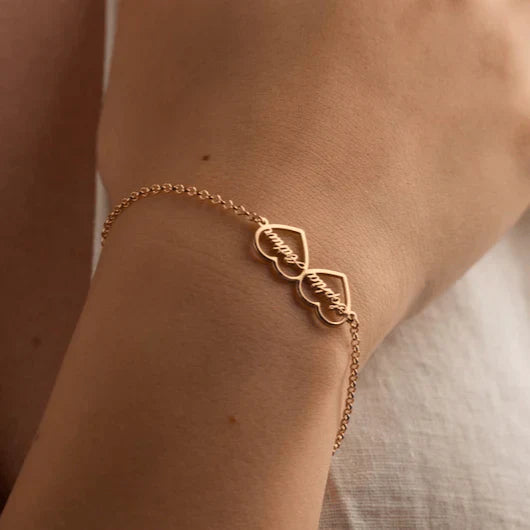 Custom His and Hers Heart Name Bracelet