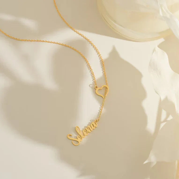 Personalized Heart with Name Drop Necklace