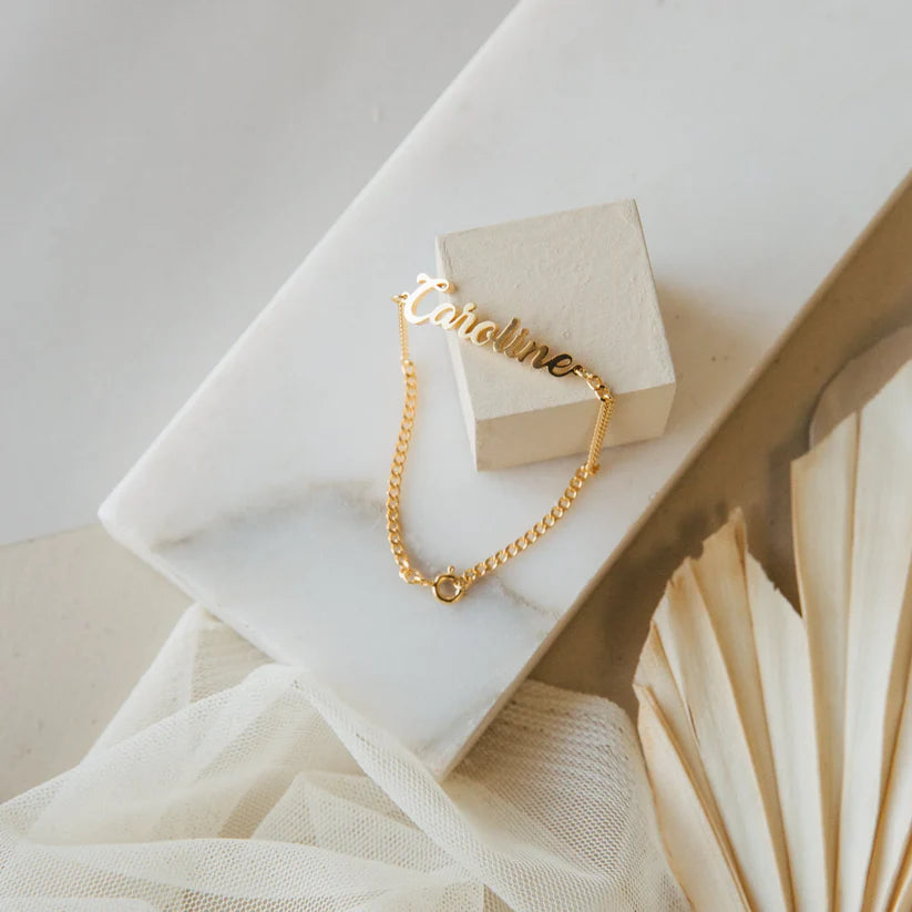 Custom Name Bracelet with Curb Chain