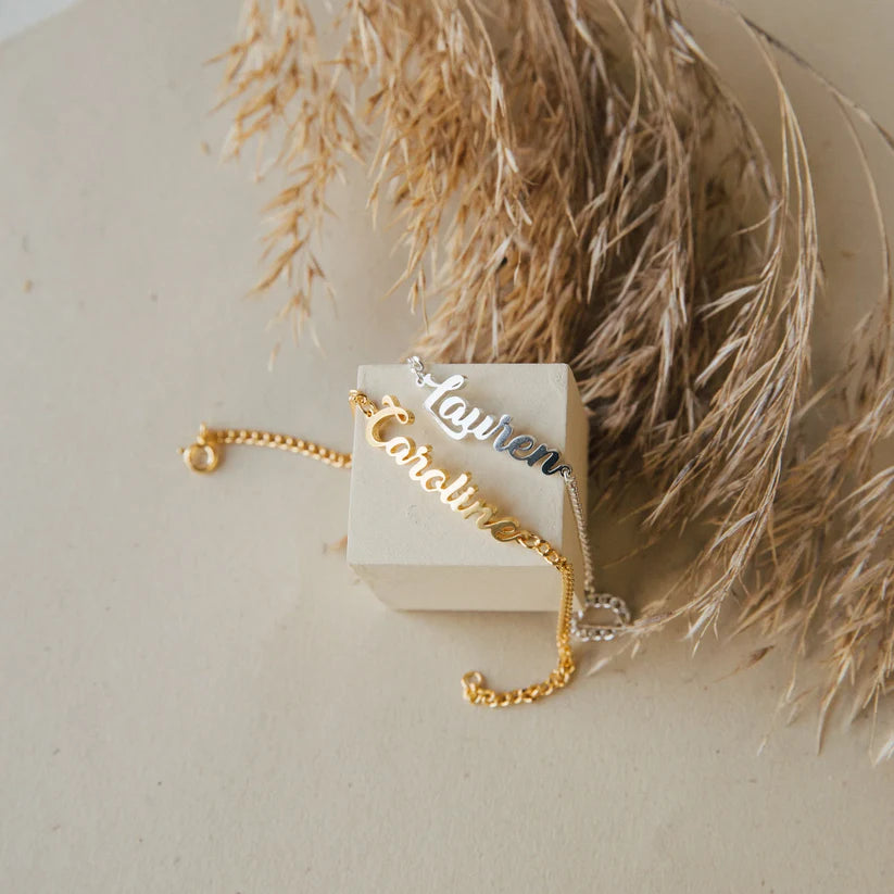 Custom Name Bracelet with Curb Chain