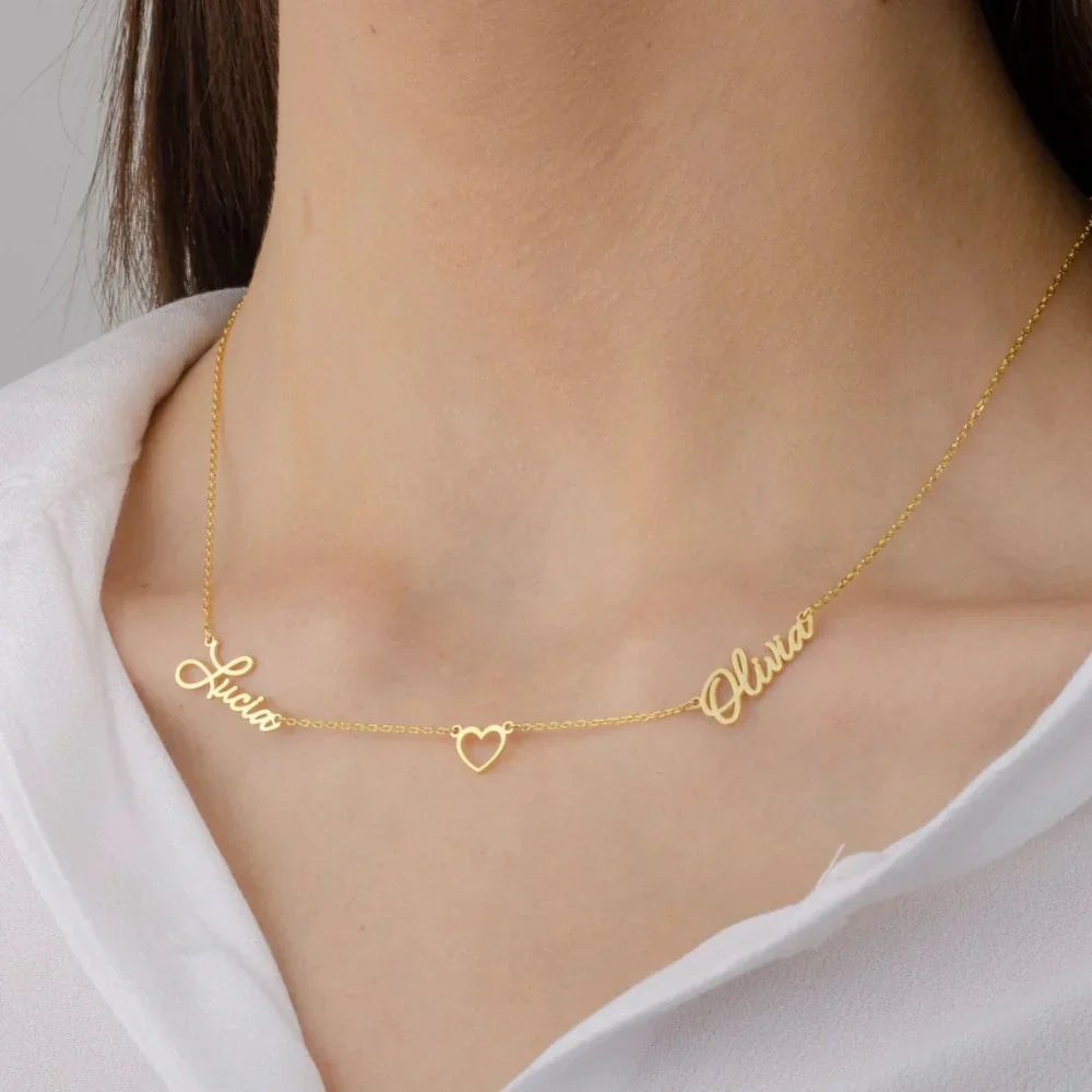 Couples Name Heart Necklace