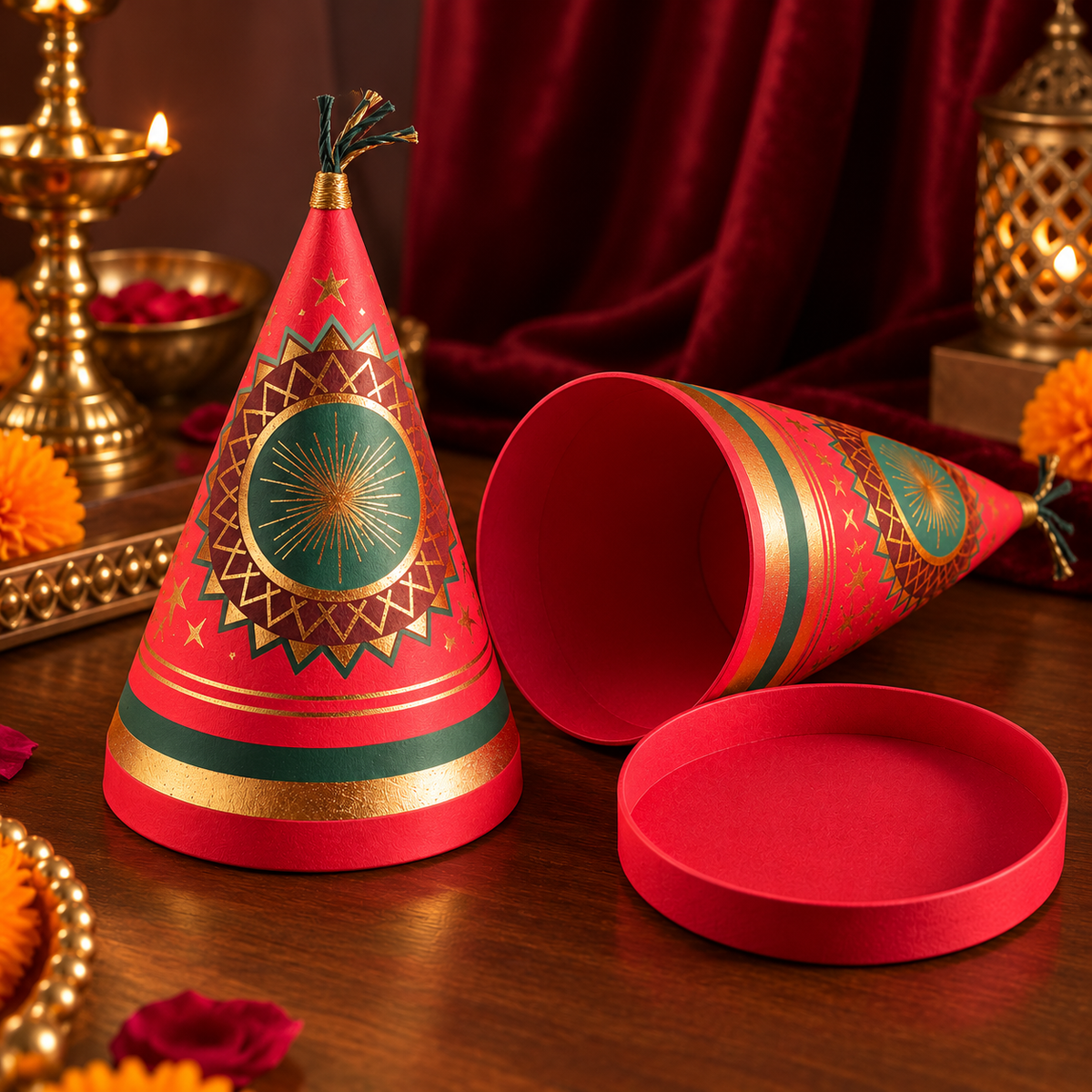 Anar Box – Premium Red & Gold Diwali Gift Packaging