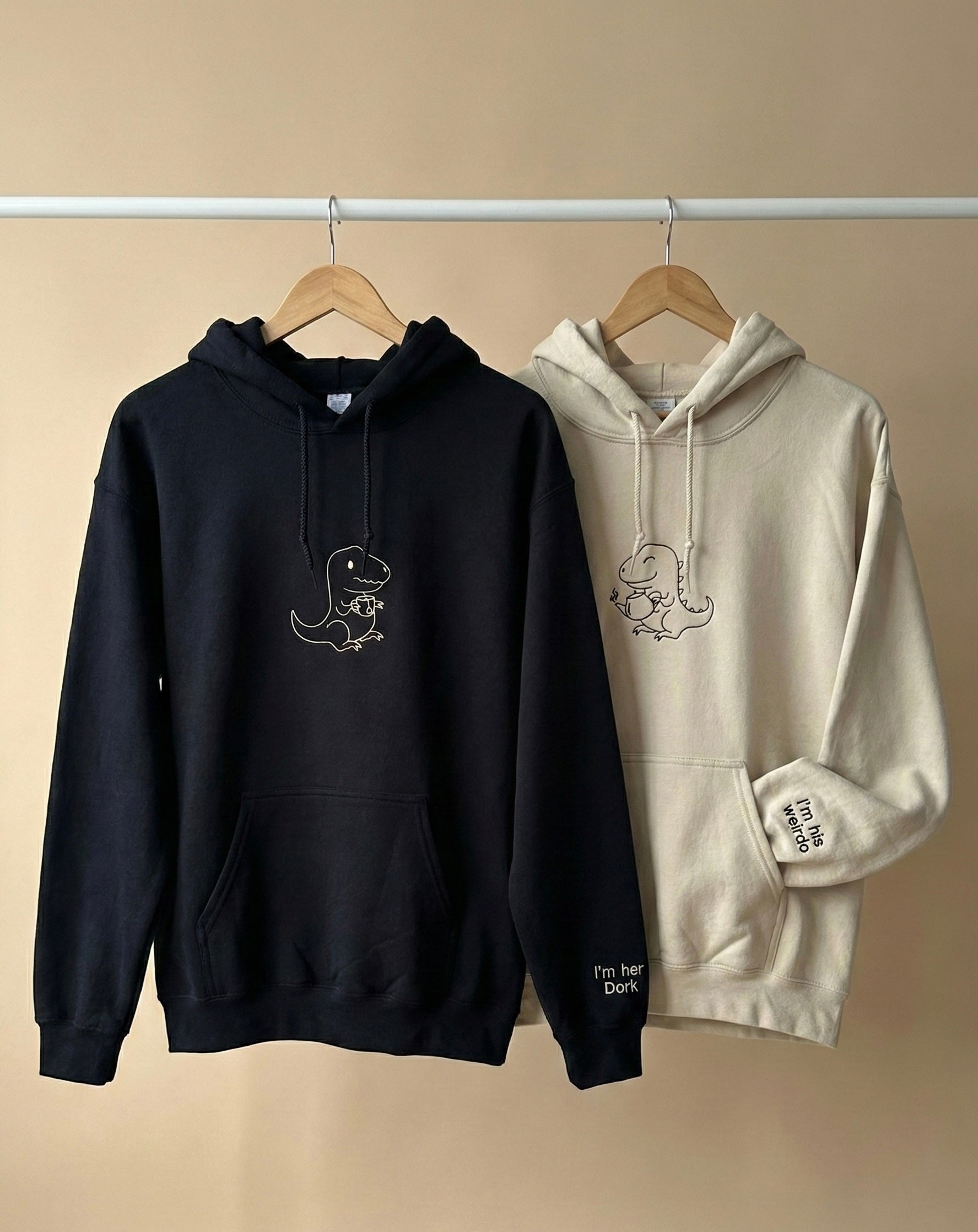 Minimal Dinosaur Matching Couple Hoodies – Perfect Cozy Gift for Couples