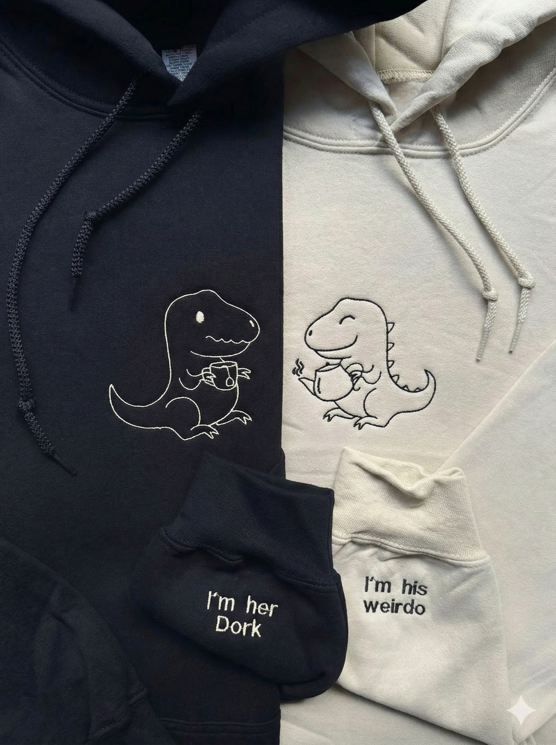 Minimal Dinosaur Matching Couple Hoodies – Perfect Cozy Gift for Couples