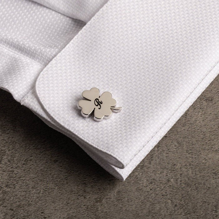 Engraved Four-Leaf Clover Name Cufflinks