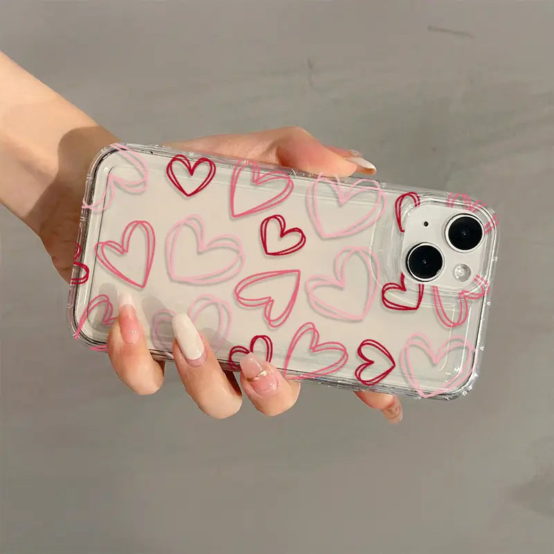 Clear Heart Design Drop Protection Phone Case