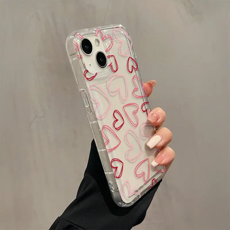 Clear Heart Design Drop Protection Phone Case
