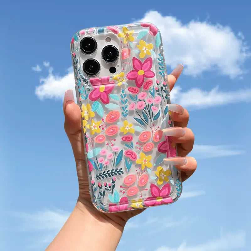 Aesthetic Transparent Floral Print Protective Case