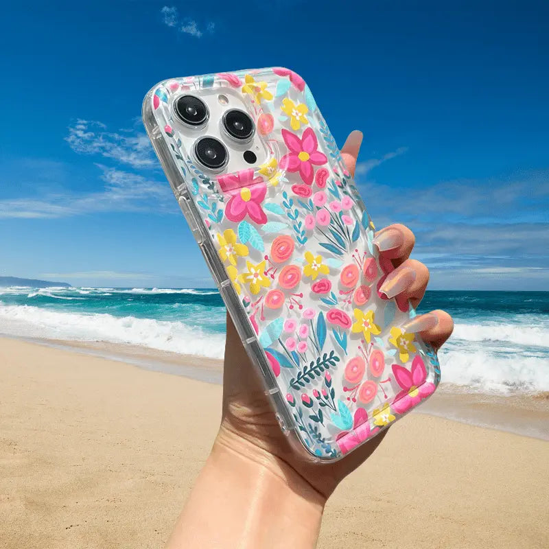 Aesthetic Transparent Floral Print Protective Case