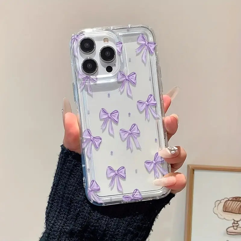 Purple Polka Dot Bow Design Phone Case