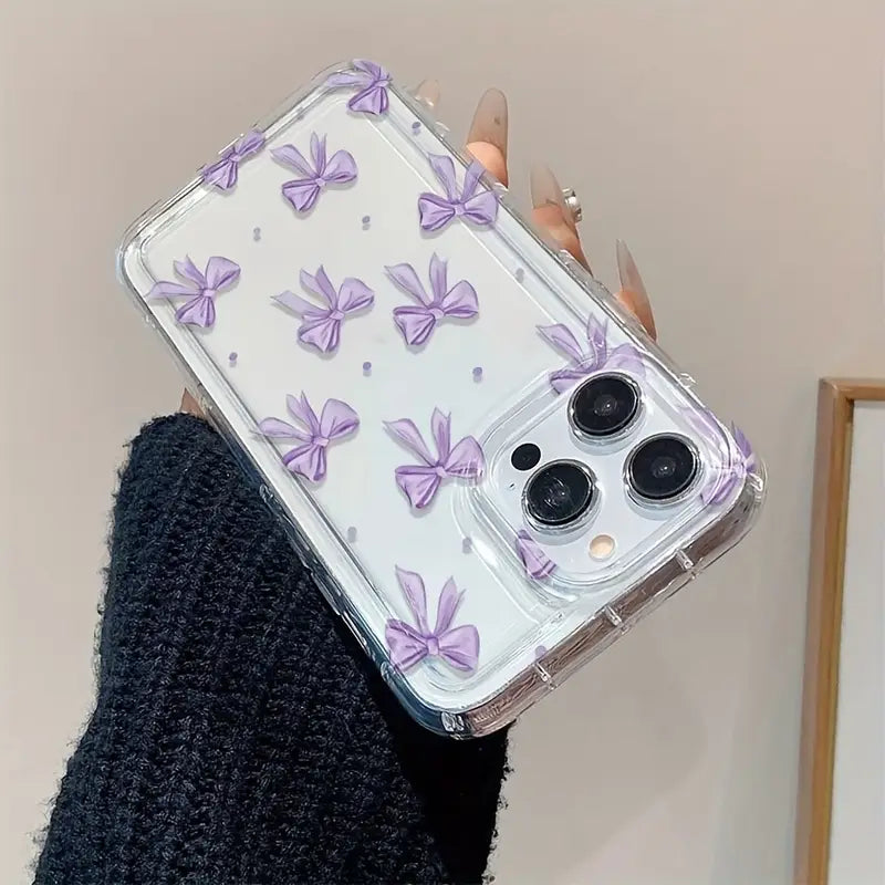 Purple Polka Dot Bow Design Phone Case