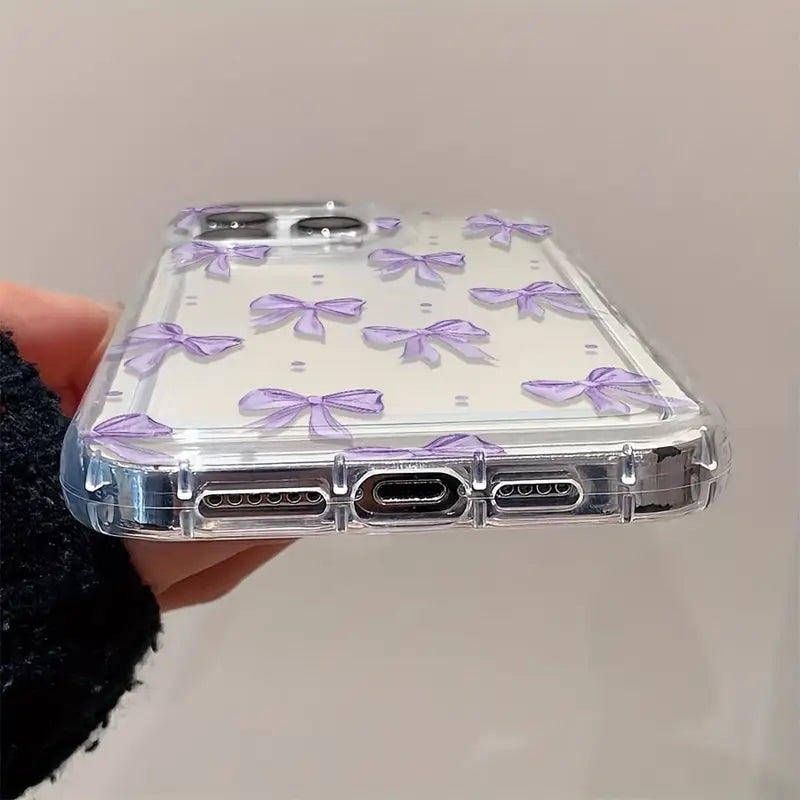 Purple Polka Dot Bow Design Phone Case