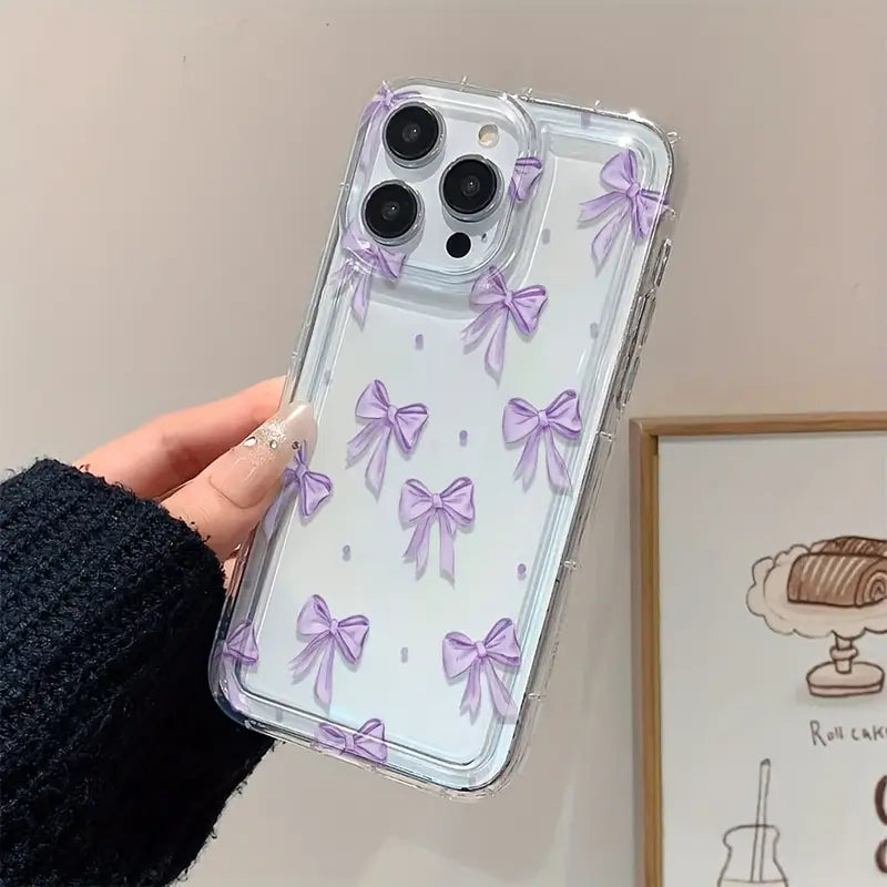 Purple Polka Dot Bow Design Phone Case