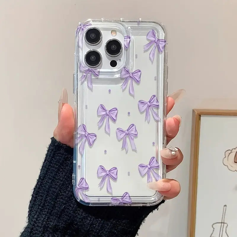 Purple Polka Dot Bow Design Phone Case