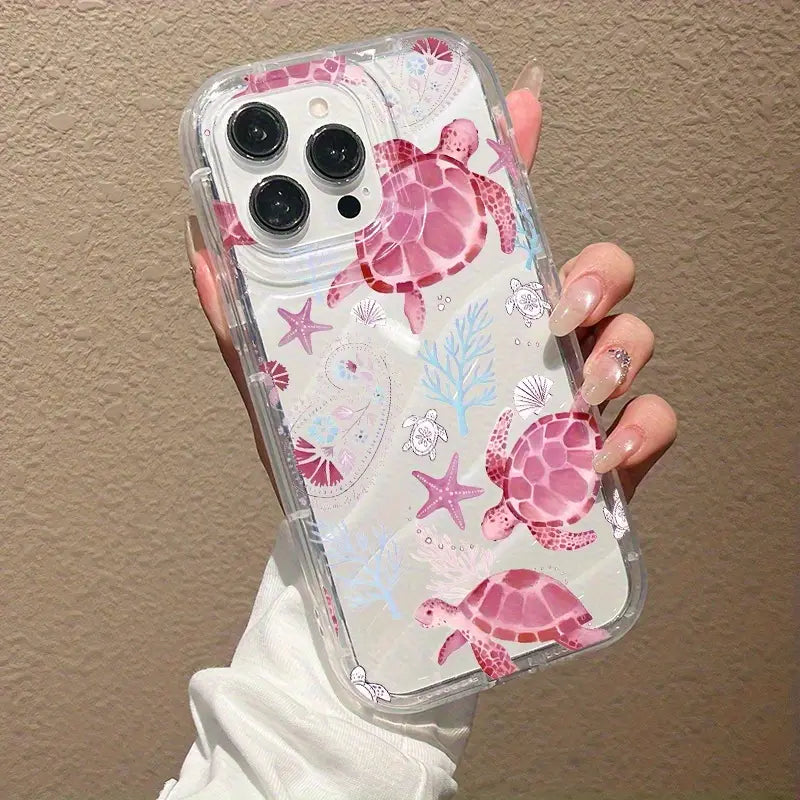 Pink Turtle Pattern Laser Design Phone