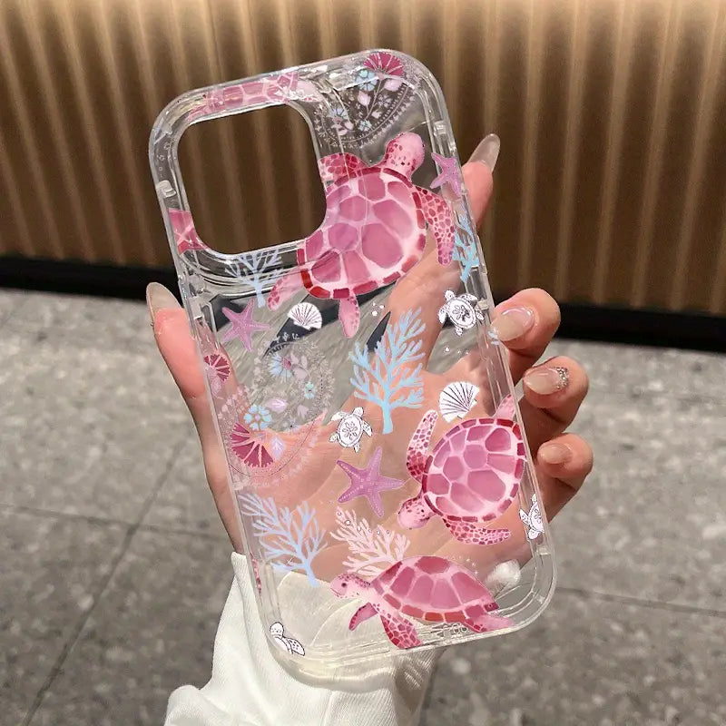 Pink Turtle Pattern Laser Design Phone