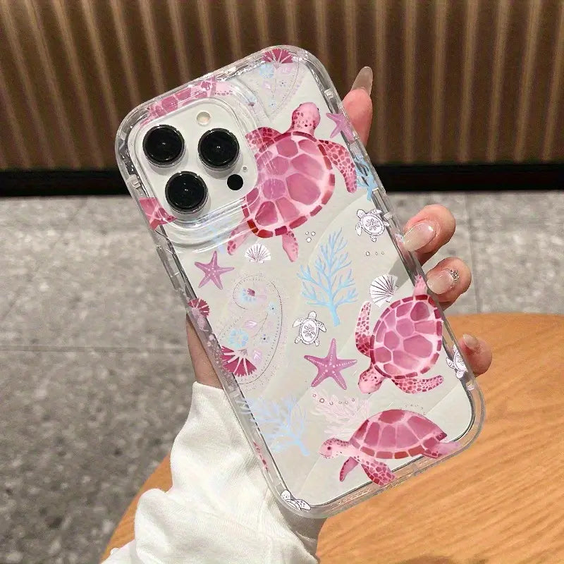 Pink Turtle Pattern Laser Design Phone