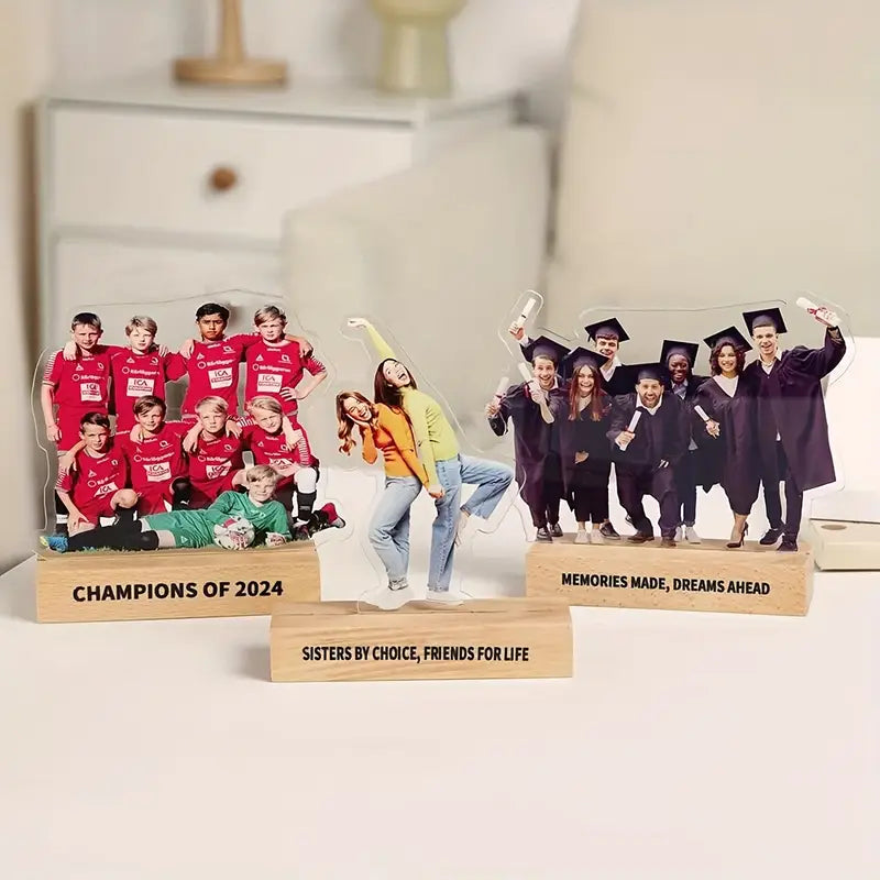 Custom Photo Acrylic Sculpture with Wooden Stand