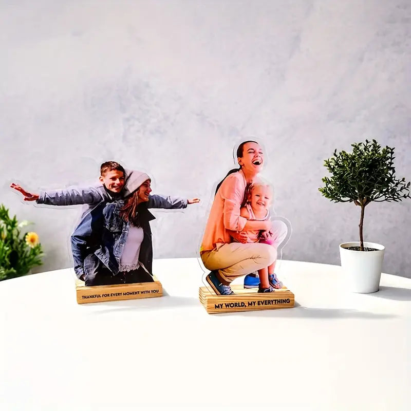 Custom Photo Acrylic Sculpture with Wooden Stand