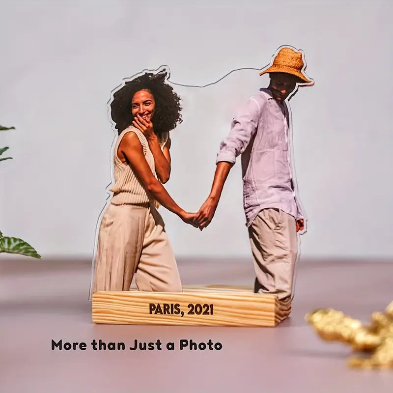 Custom Photo Acrylic Sculpture with Wooden Stand