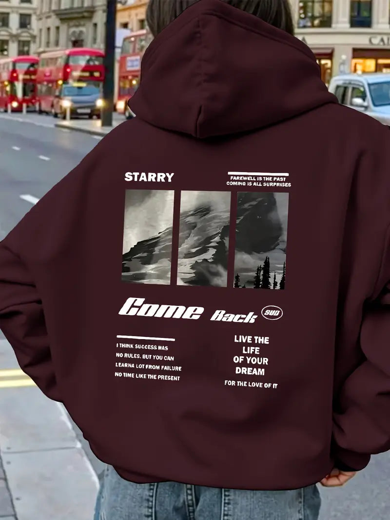 Casual Women’s Hooded Sweatshirt – Graphic Back Print Pullover