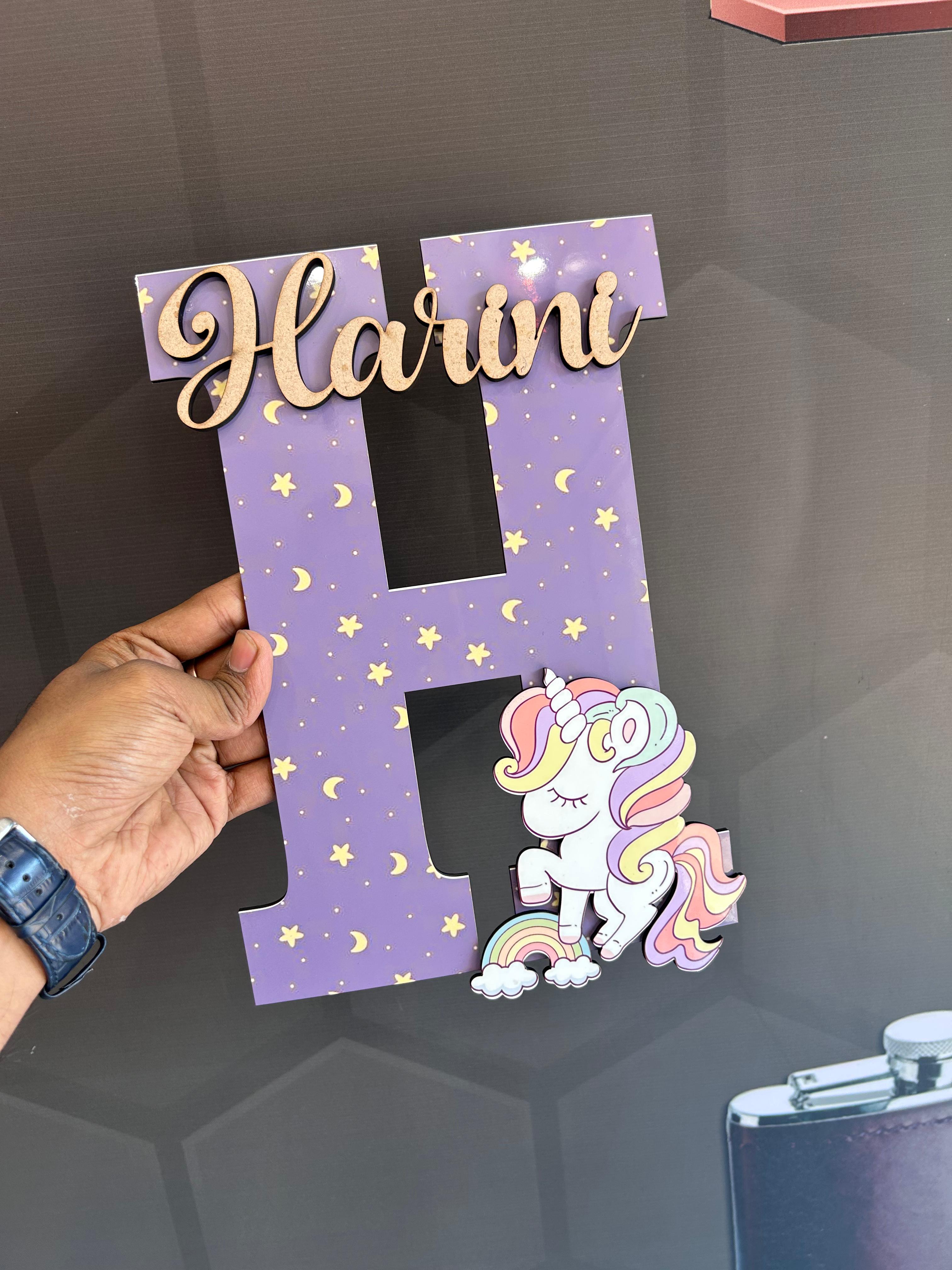 Customised Kids Initial Name Plate – Cartoon Theme