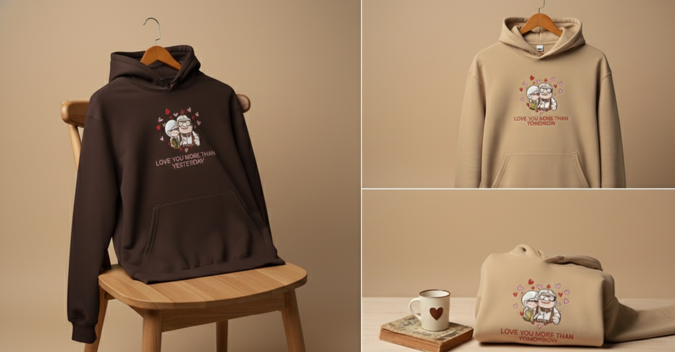 Love You More Than Yesterday Matching Couple Hoodies