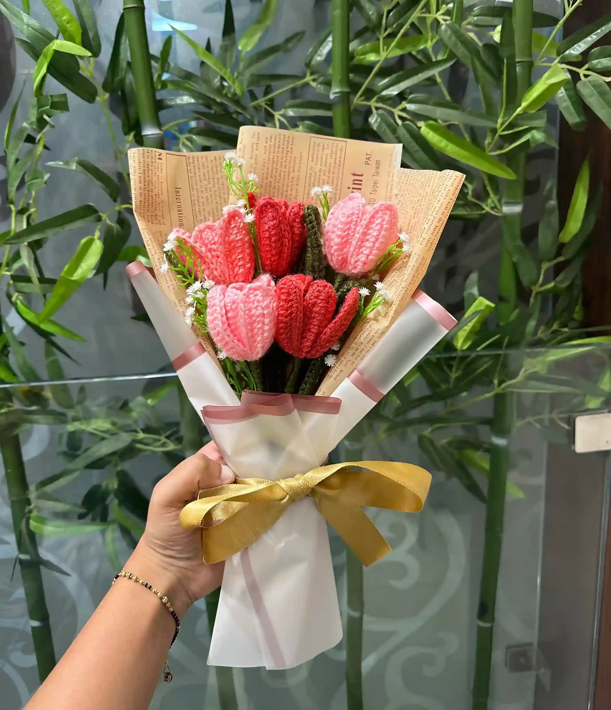 Multi Pink Tulips with Baby's Breath