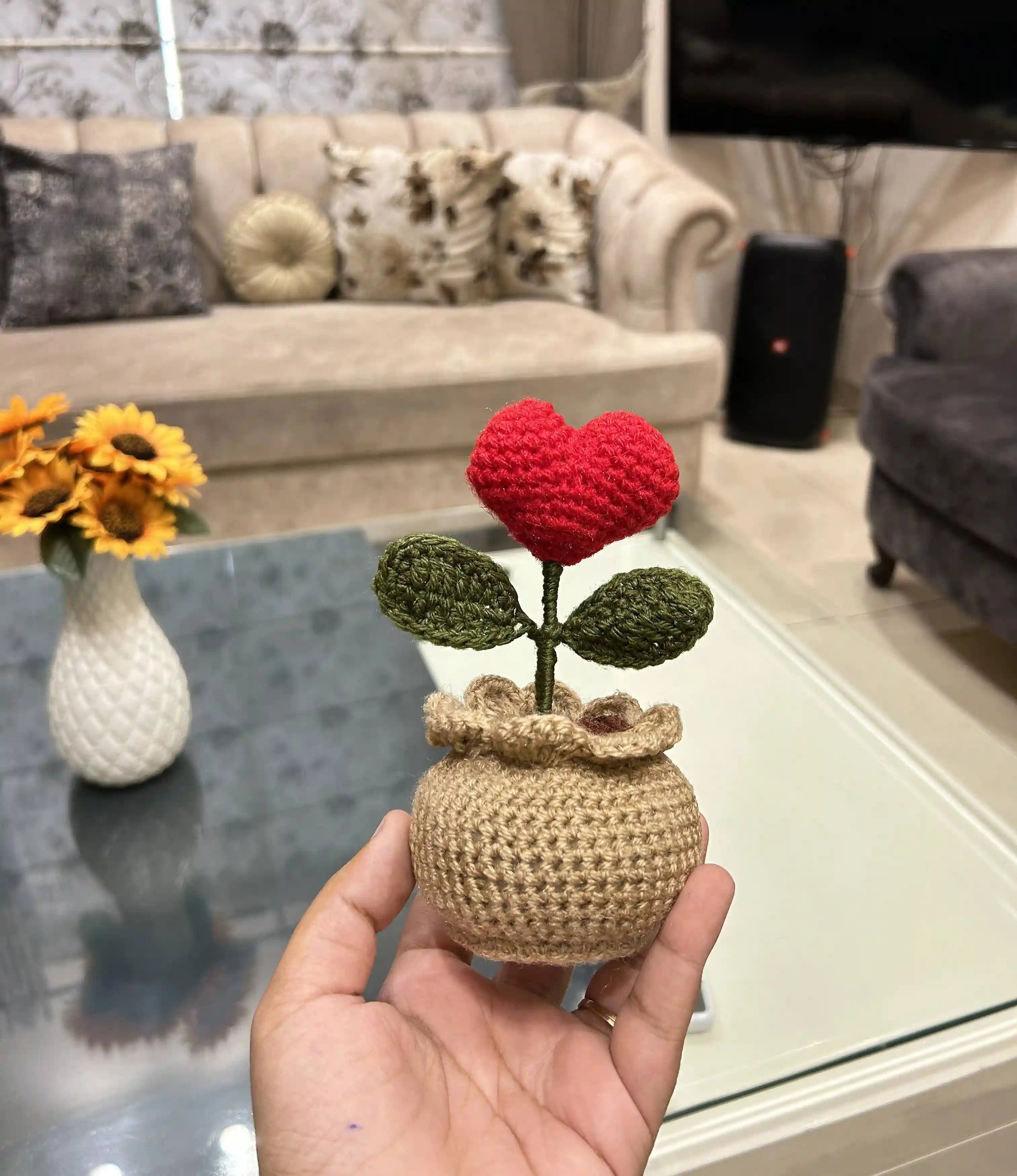 Crochet Heart Pot