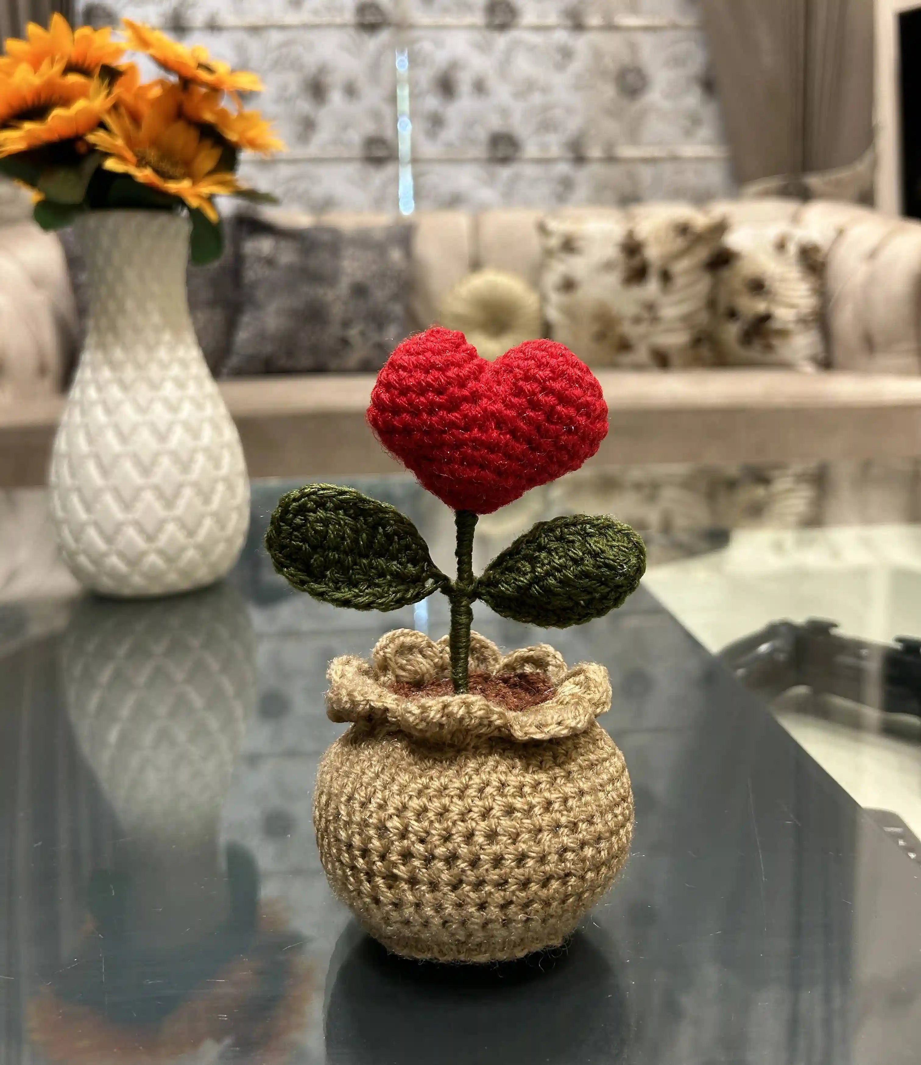 Crochet Heart Pot
