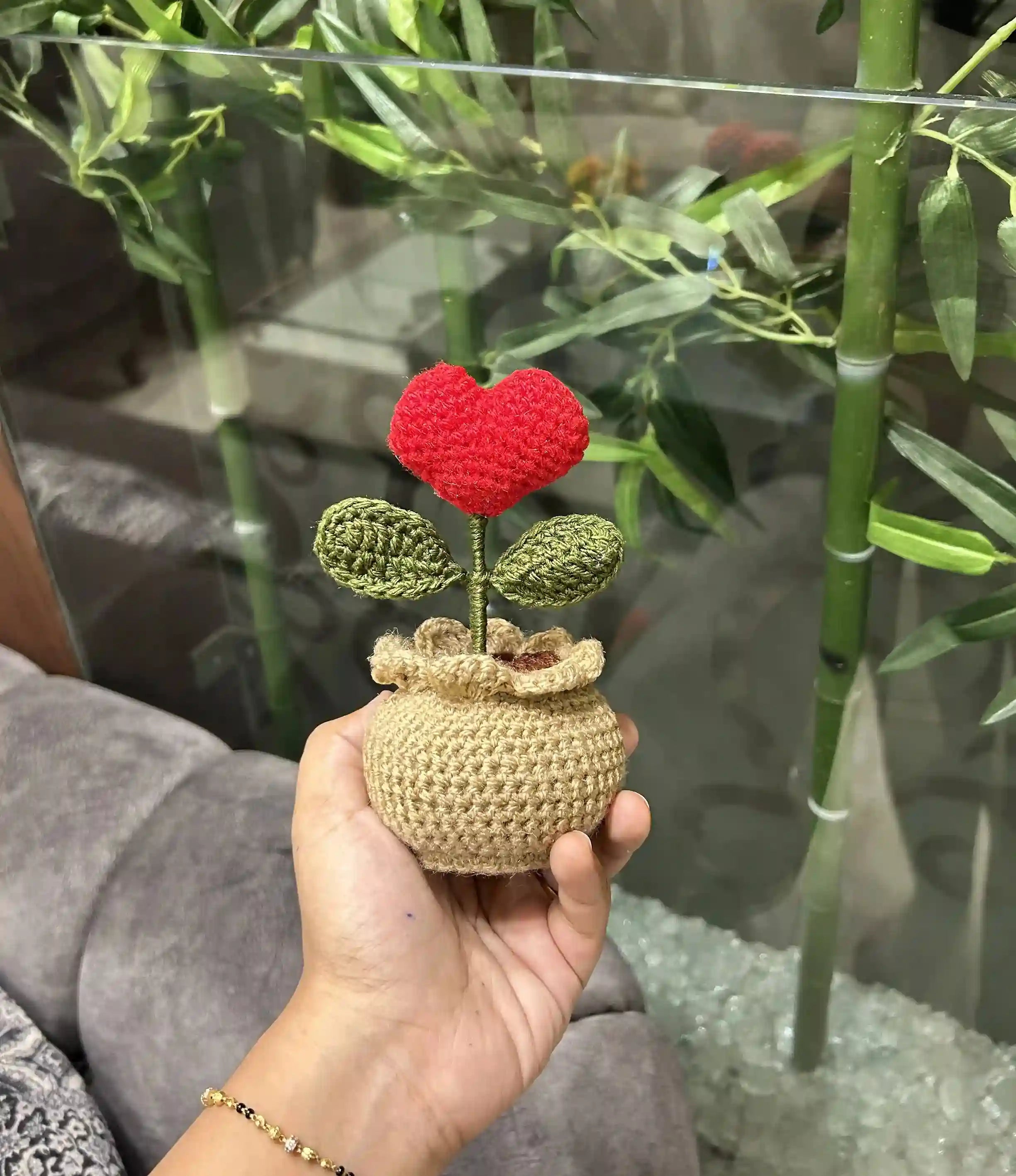 Crochet Heart Pot