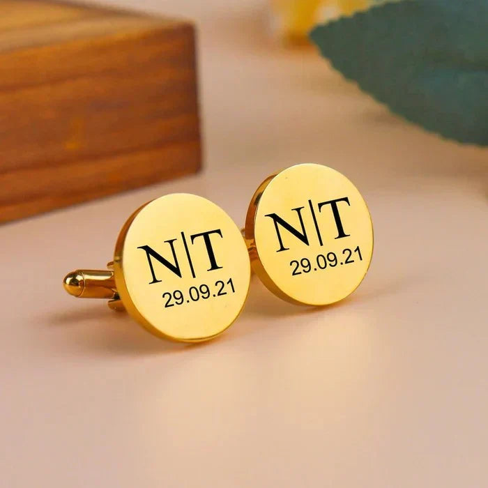 Engraved Date & Initial Cufflinks