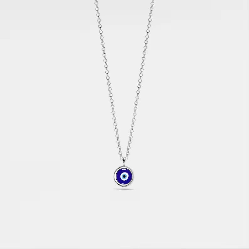 Turkish evil eye pendant, showcasing its sleek design and spiritual protection