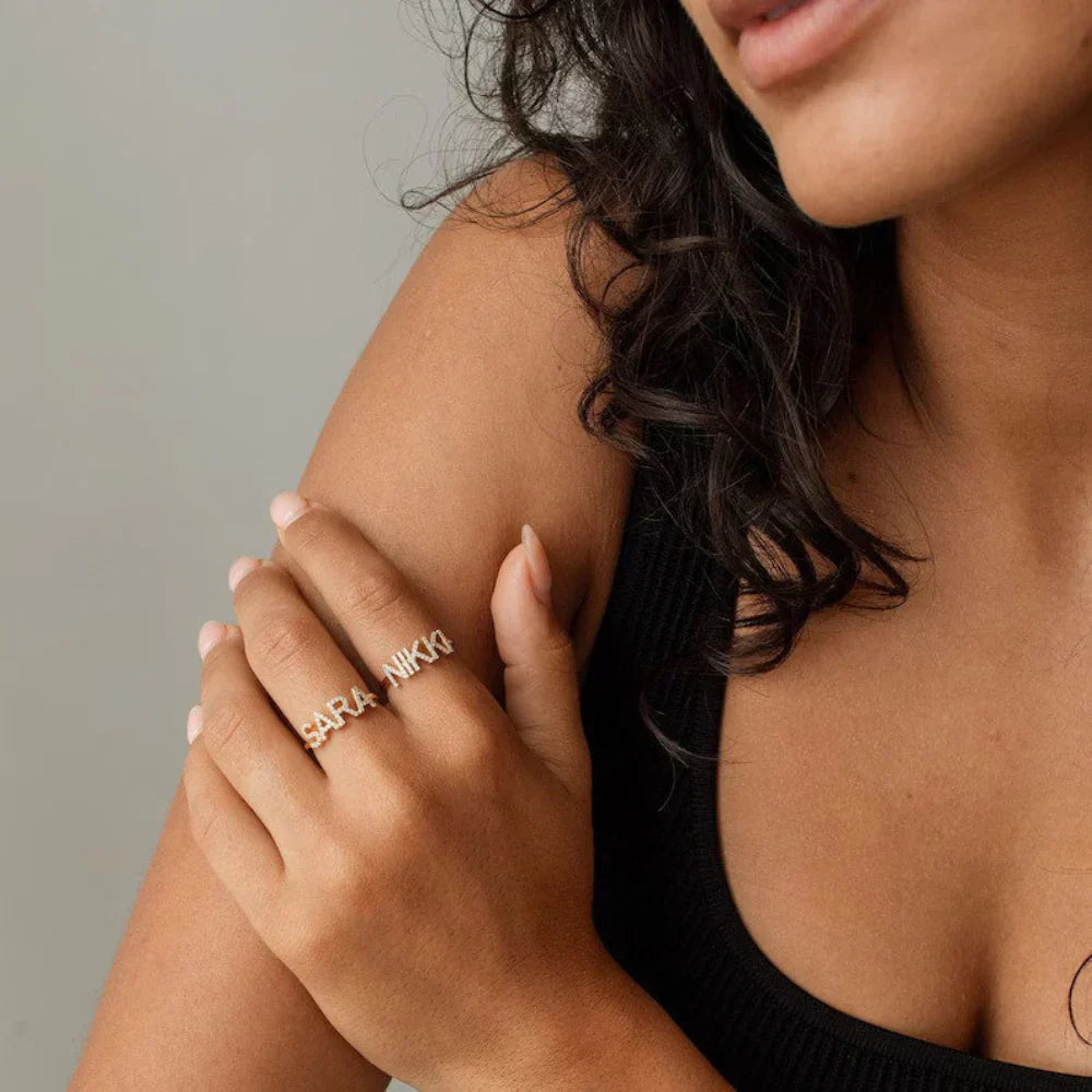 Custom Diamond Name Ring