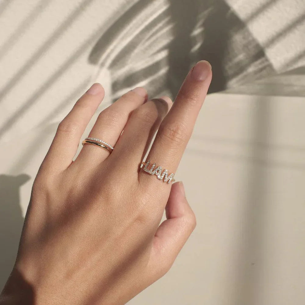 Custom Diamond Name Ring