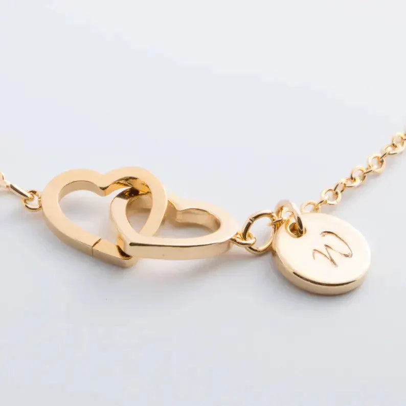 Custom Double Heart Initial Ankle Bracelet