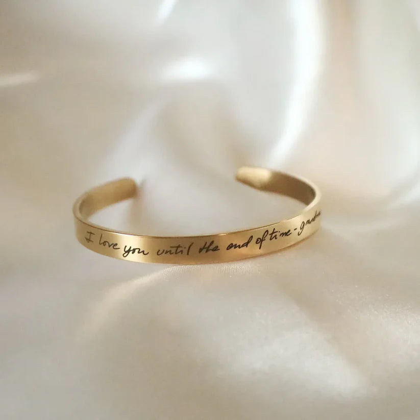 Real Handwriting Cuff Bracelet