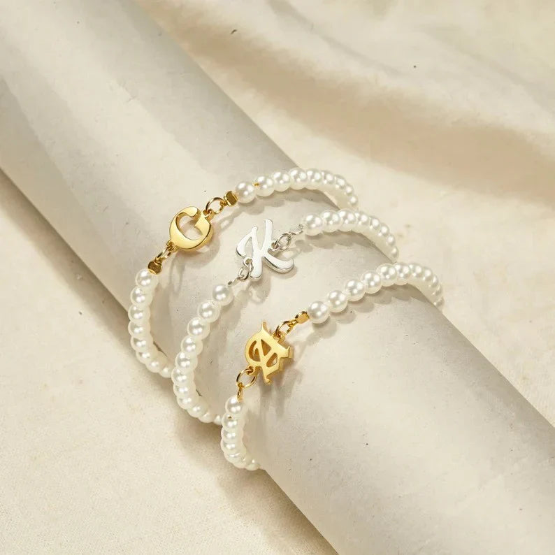Your Initial Letter Pearl Bracelet