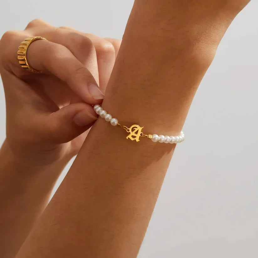 Your Initial Letter Pearl Bracelet